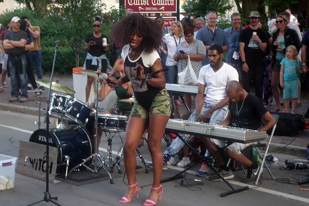 Switch, street band, performing at the 2019 Rochester International Jazz Festival