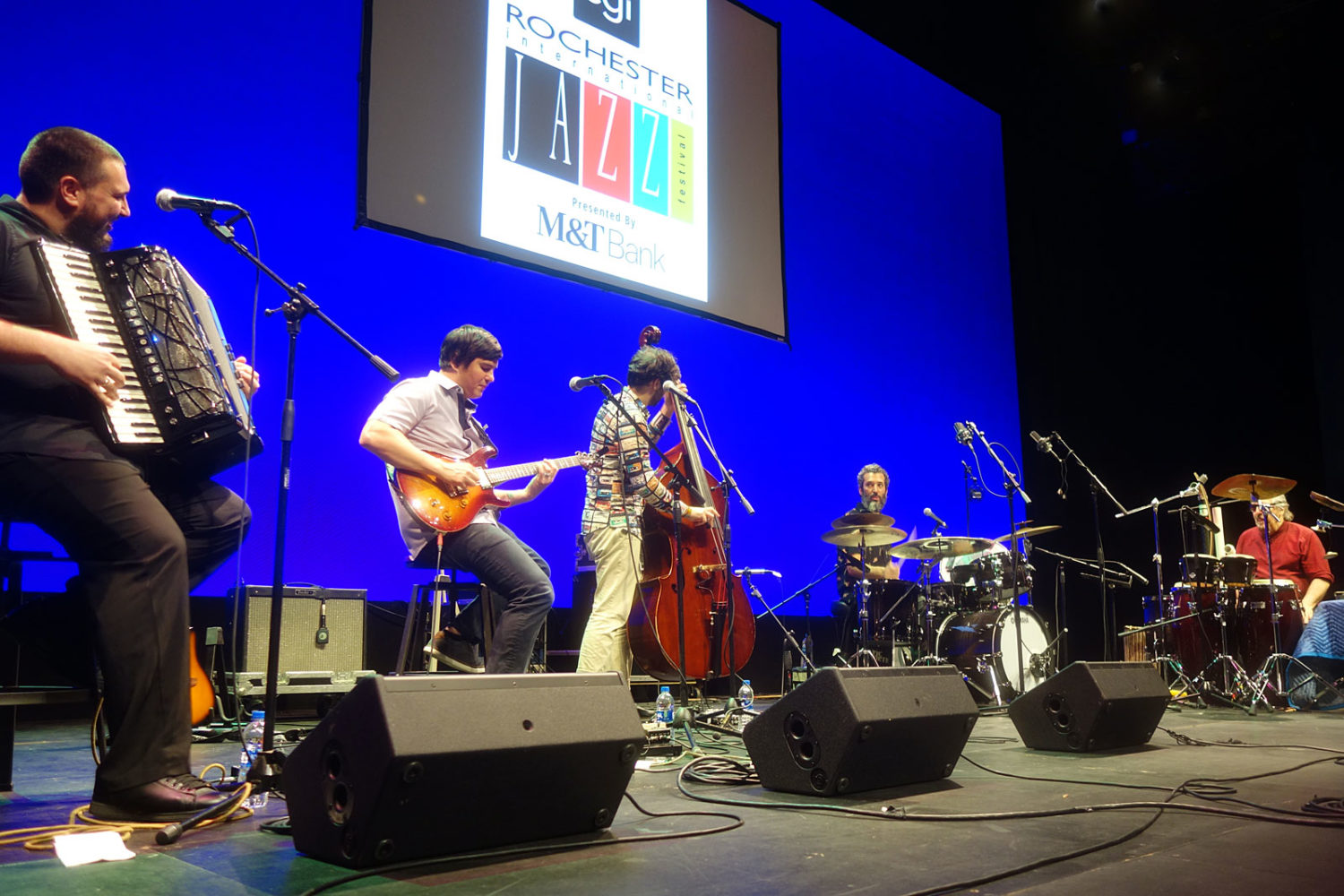 Cyro Baptista performing at Geva Theater during the 2019 Rochester International Jazz Festival