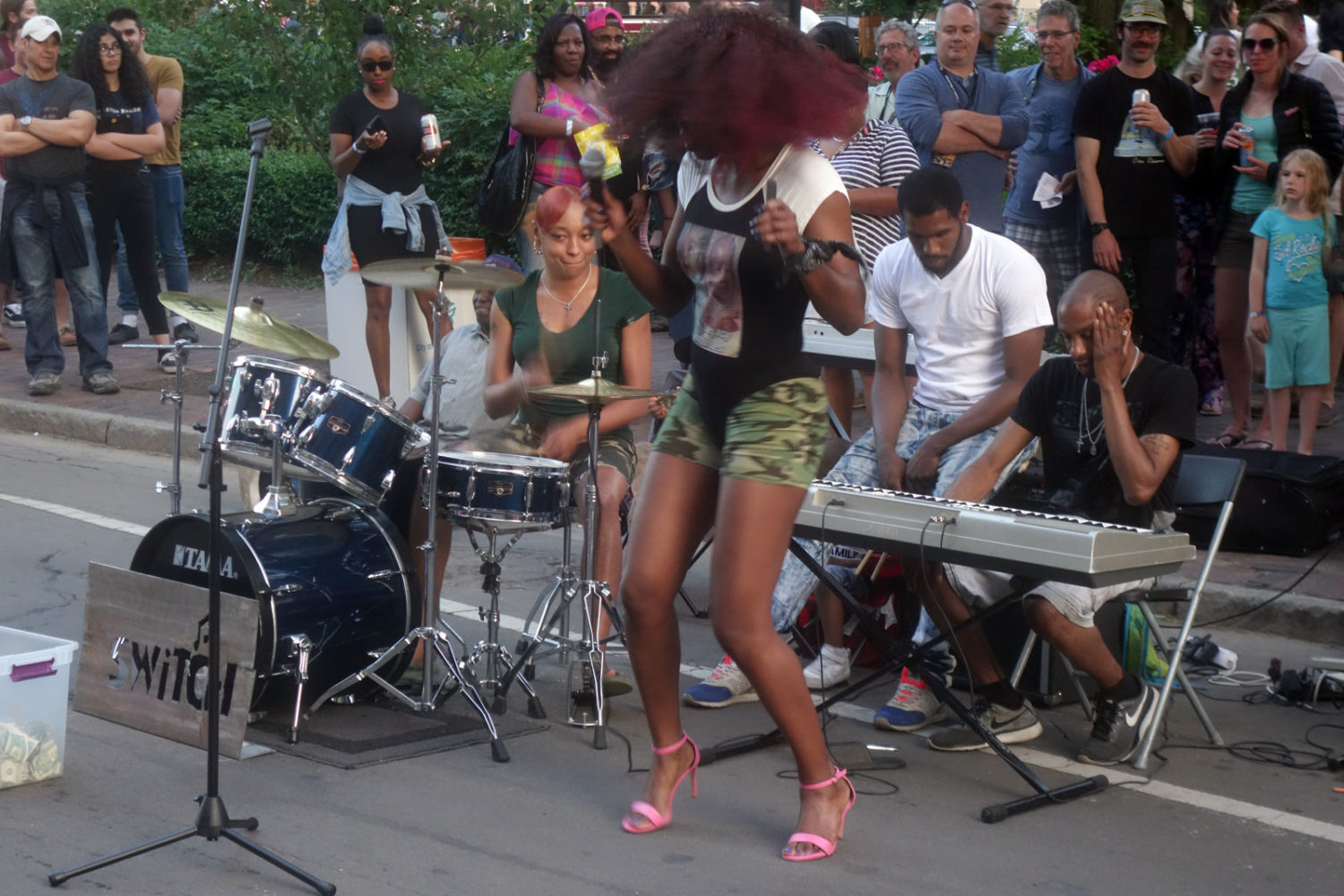 Switch, street band, performing at the 2019 Rochester International Jazz Festival