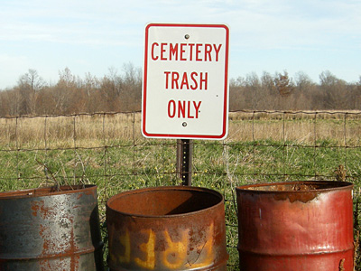 Cemetery Trash sign