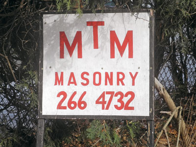 MTM Masonry Sign