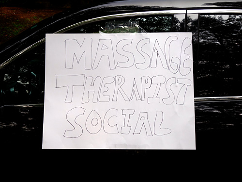 Massage Therapist Social event sign