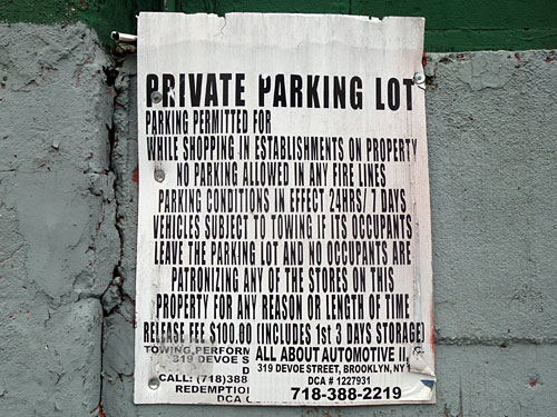 No Parking Condensed Version sign