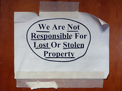 Not Responsible Sign with Underline