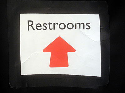 Restrooms sign