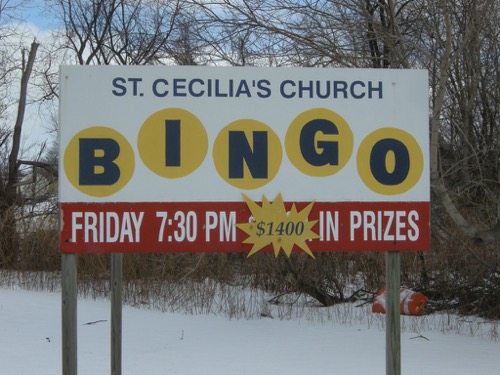 St Cecillia's Bingo sign