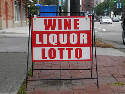 Wine Liquor Lotto sign