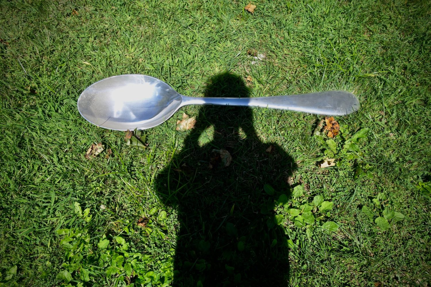 My shadow with giant spoon