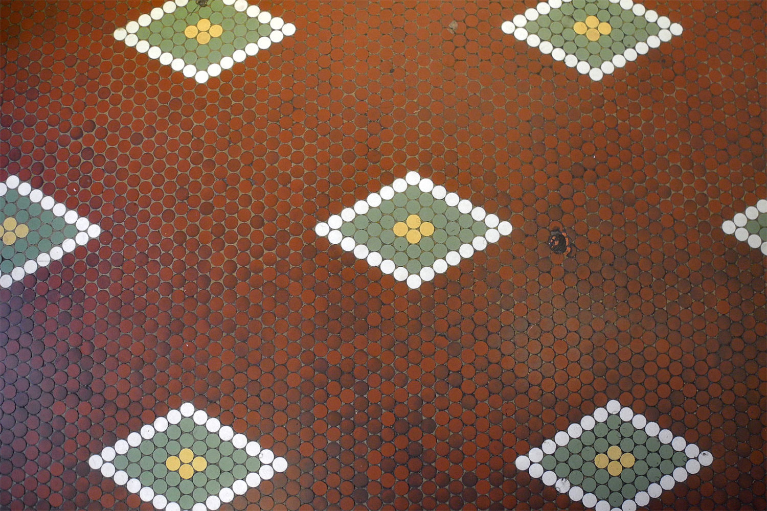 Tile floor in Tierney Market at South Clinton and Caroline Street in Rochester, New York