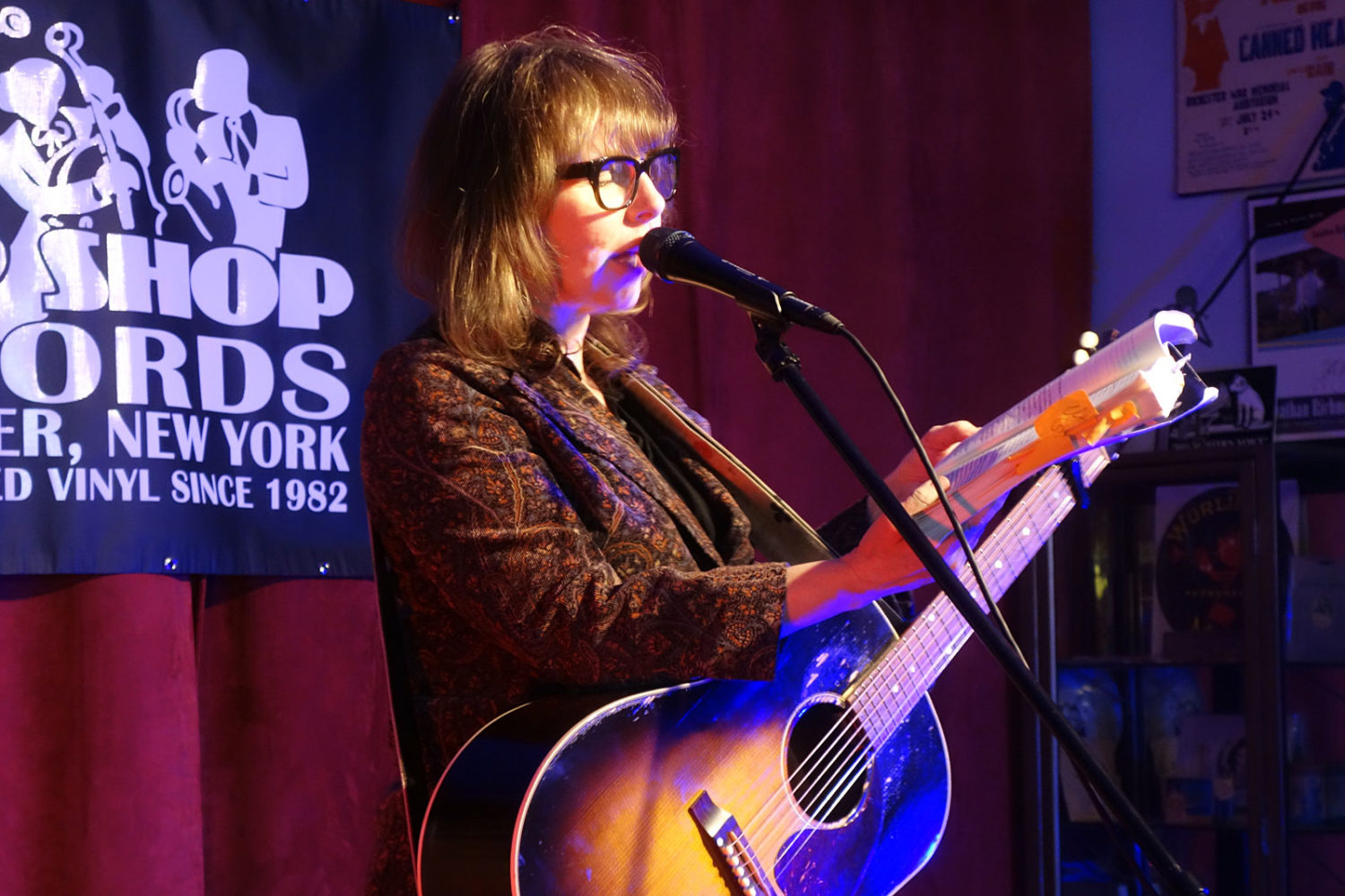 Amy Rigby reading from her book "Girl to City"at the Bop Shop in Rochester, New York