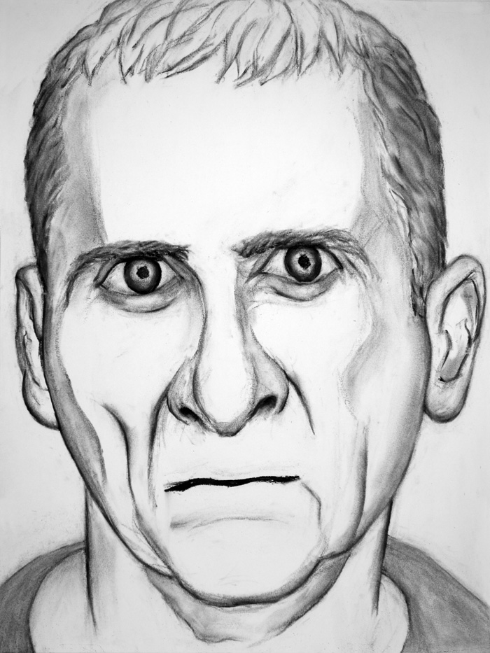 Paul Dodd "Model From Crime Page, 11" 2017 18"w x 24"h each, charcoal on paper