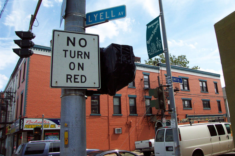 Lyell Avenue begins at State Street, one block from Smith Street in Rochester, New York