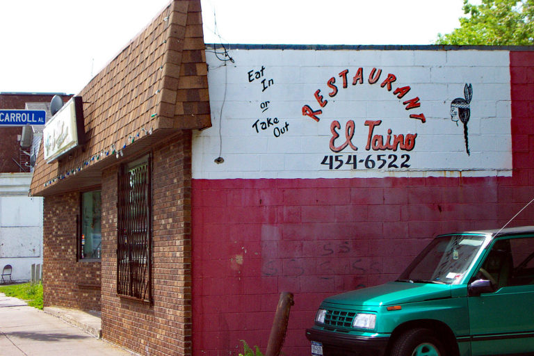 The sign on the front of the building is pretty standard. The handpainted sign on the side of the building is a marvel. El Taino on Lyell Avenue in Rochester New York is one of Rochester's premeir Puerto Rican restaurants.