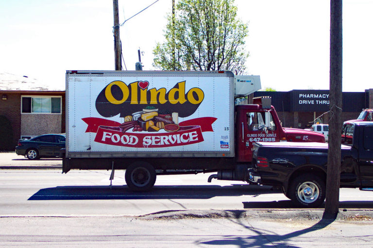 Olindo's on Lyell Avenue in Rochester, New York has a fine Italian foods cash and carry business in an old warehouse on Lyell. In addition, they supply many Italian eateries in town. You'll see this truck all over town. - click photo to advance -