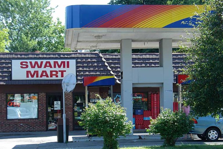 It seems that Indians or Pakistanis own most of the convenience stores around here but this place has an especially high profile. Culver Road in Rochester, New York.