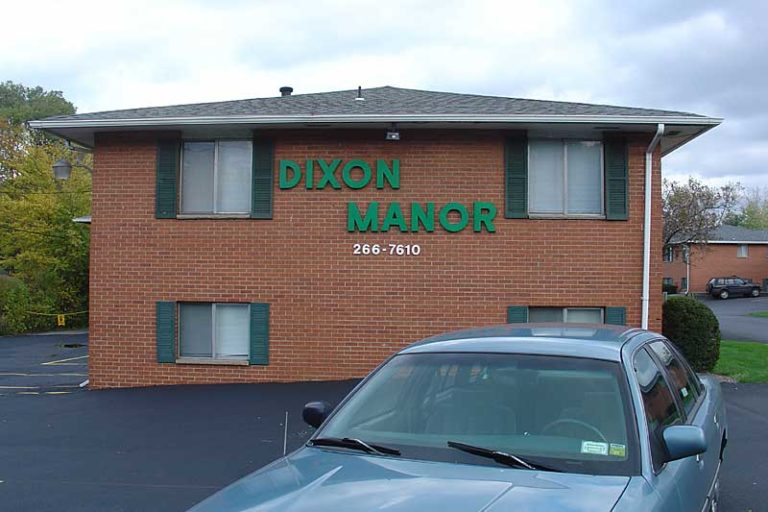 I case you want to call Dixon Manor, they put their phone number right on the building. Culver Road in Rochester, New York.