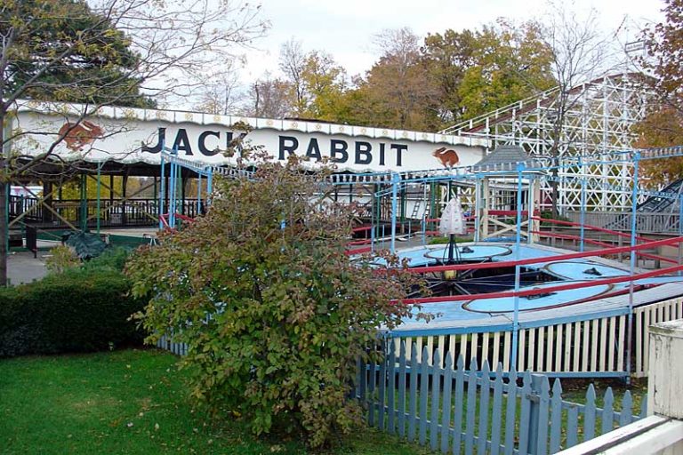The Jack Rabbit is one of the oldest wooden Roller Coasters in the USA. Roller Coaster buffs travel to Sea Breeze to ride the Jack Rabbit. Culver Road in Rochester, New York.