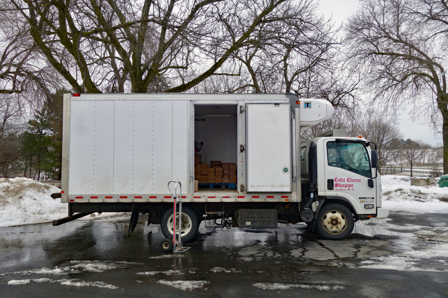 Cuba Cheese truck delivering the goods to Aman's on East Ridge Road