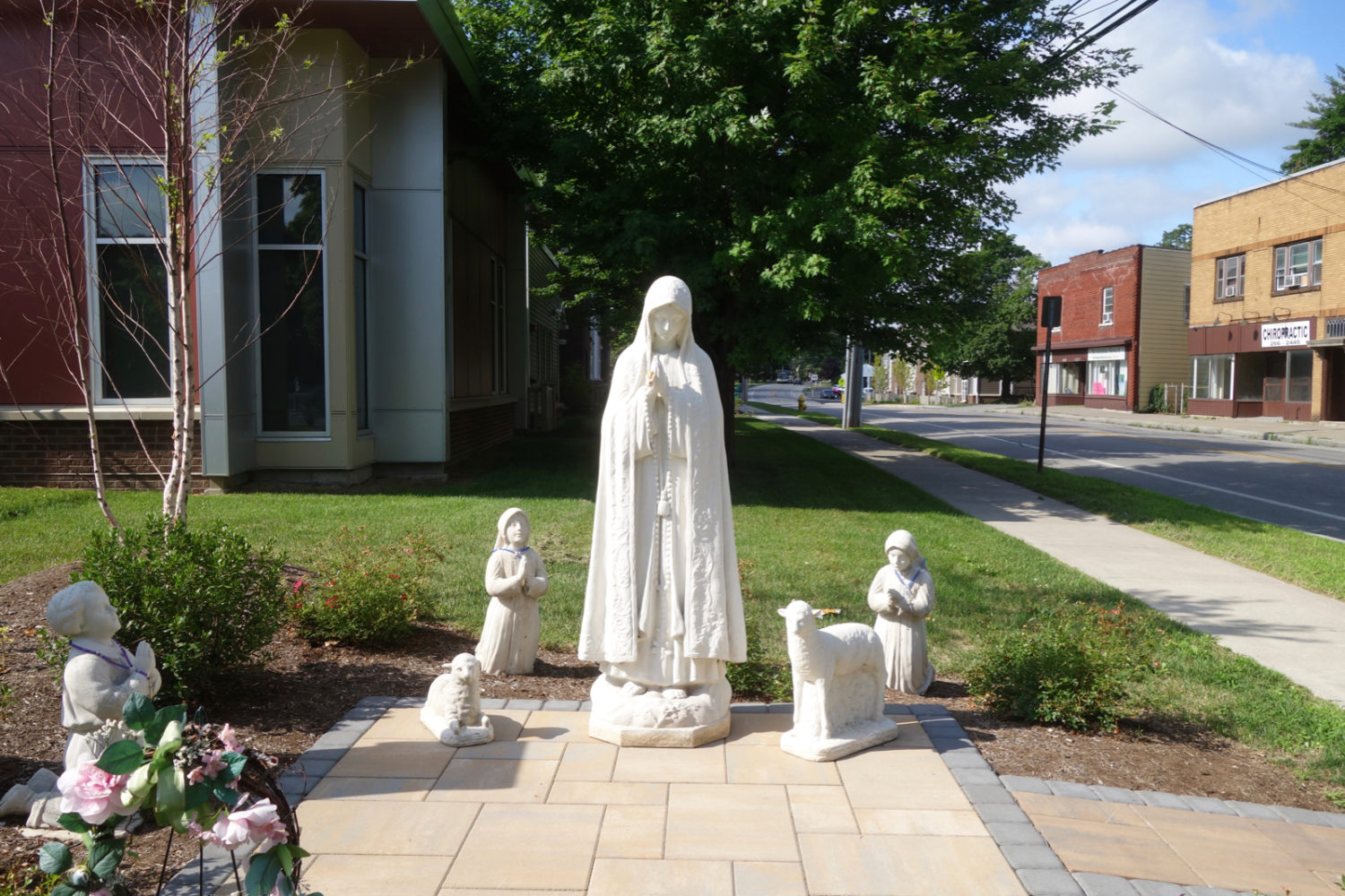 Statues with rosaries on Culver Road near former Saint Salome's Church.