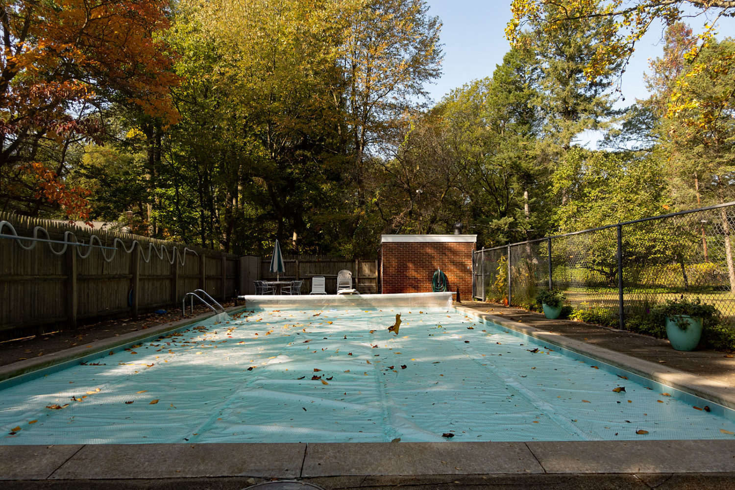 Street swimming pool on last day of the season, October 15, 2020