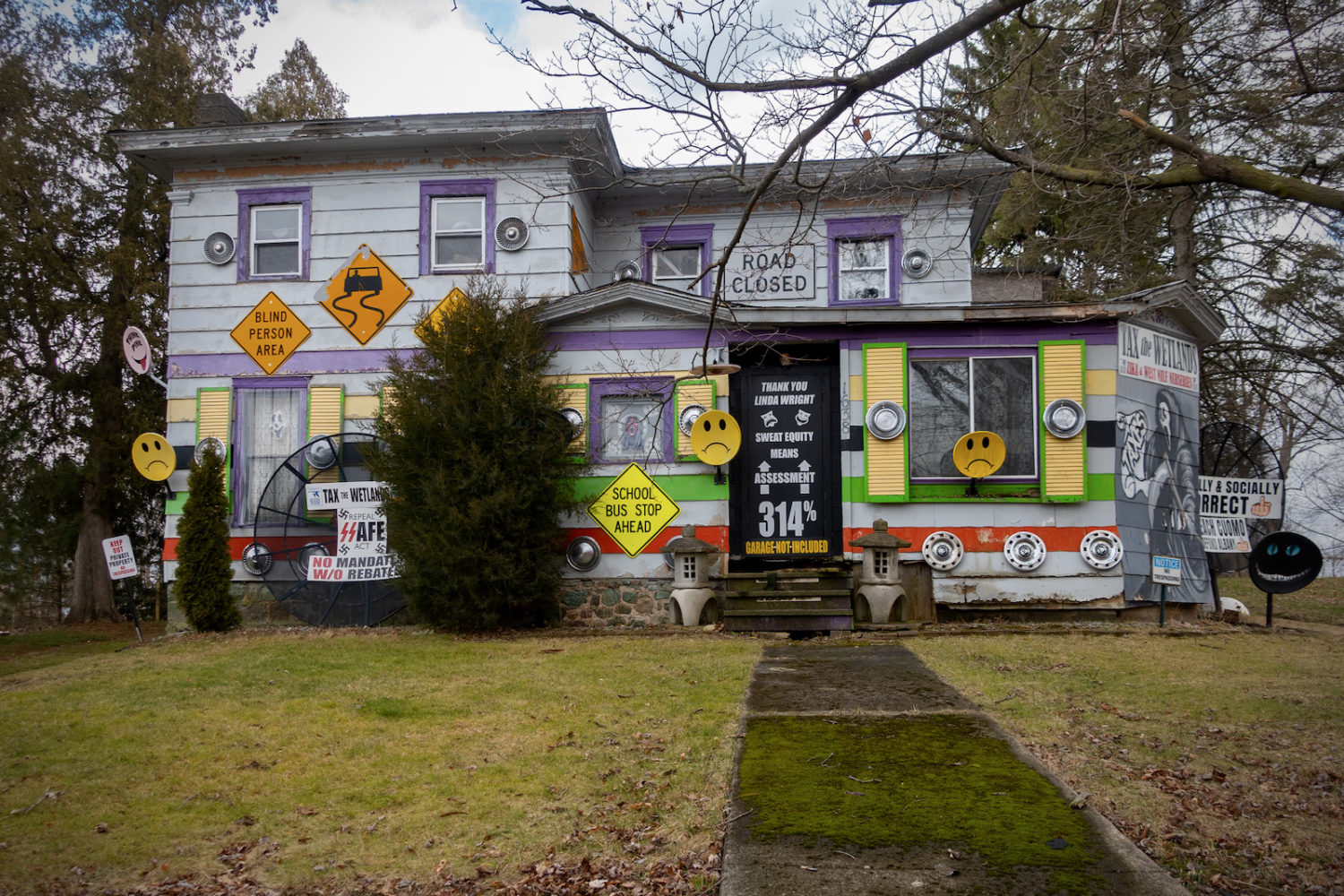 315 house with signs