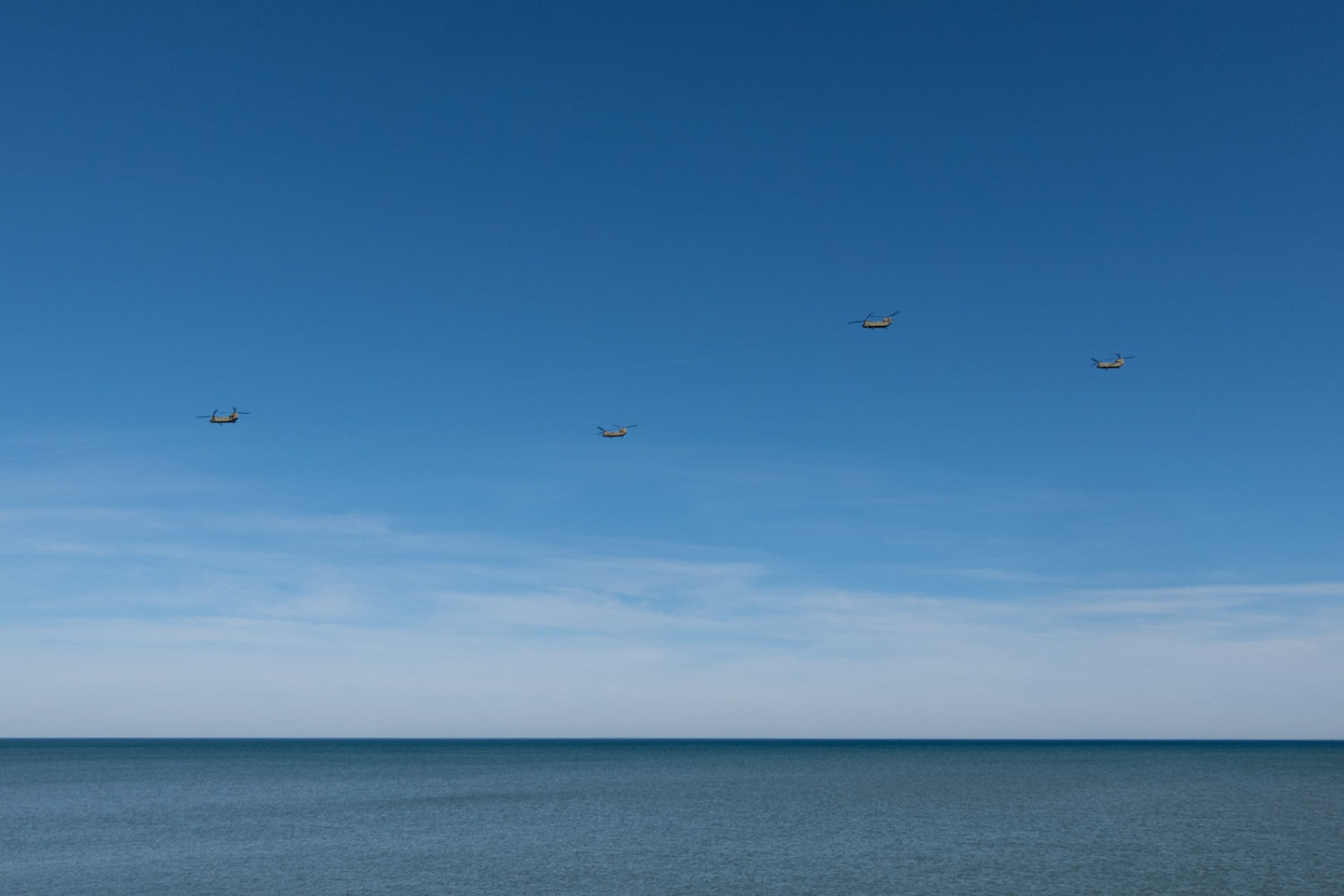 Helicopters from Fort Drum over the lake