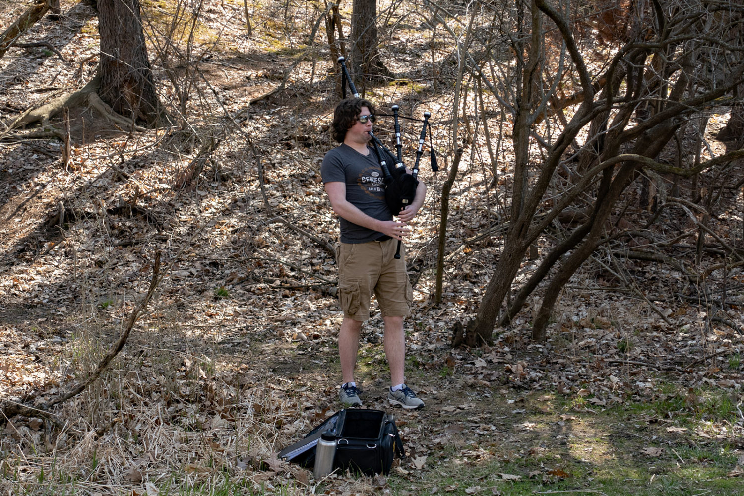 Bagpipes in the woods