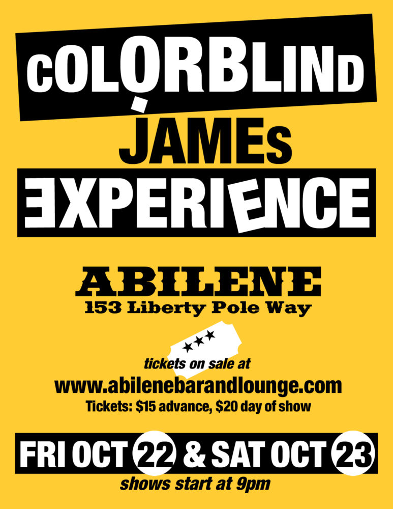 Colorblind James poster for 2021 gigs