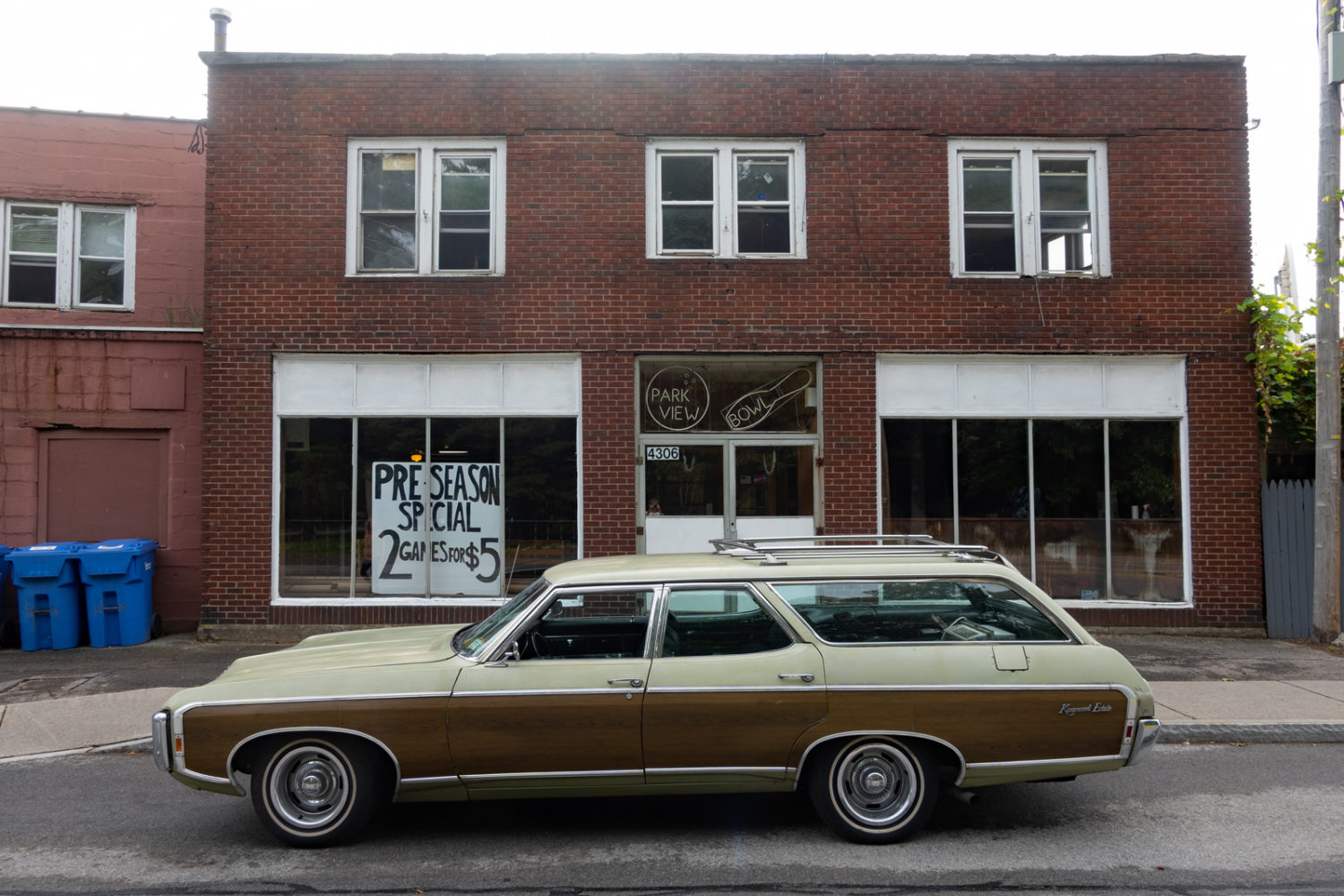 Chevy Kingswood Estate parked outside if Park View Lanes in Rochester, New York