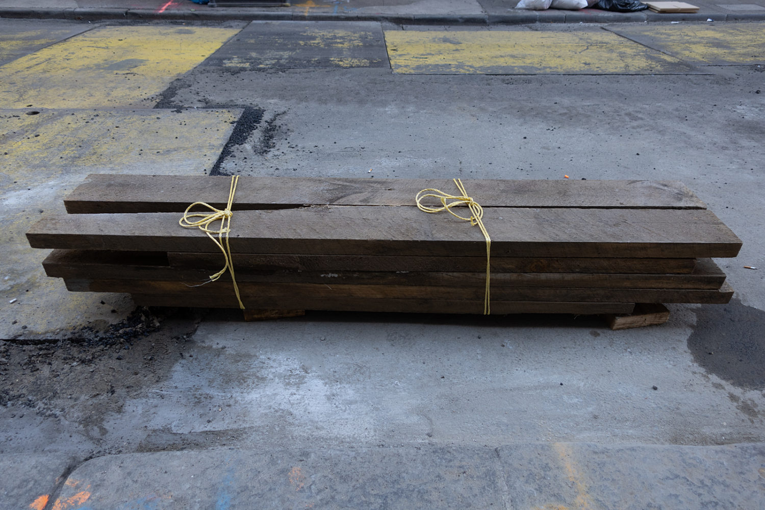 Wood planks on White Street in Tribeca