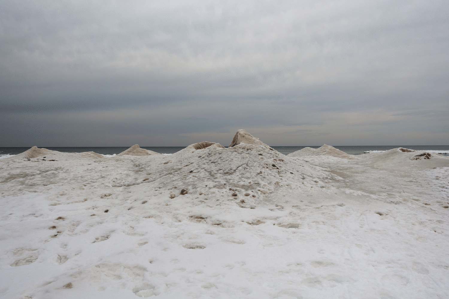 Ice formations along beach at Durand Eastman Lake Ontario
