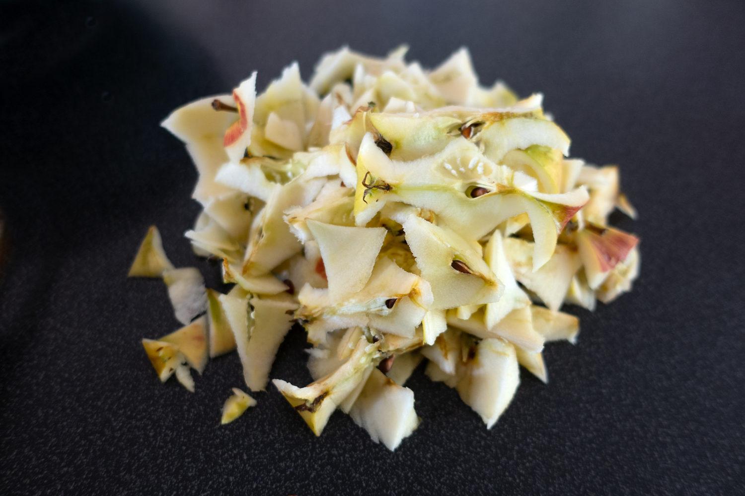 Apple cores on the counter