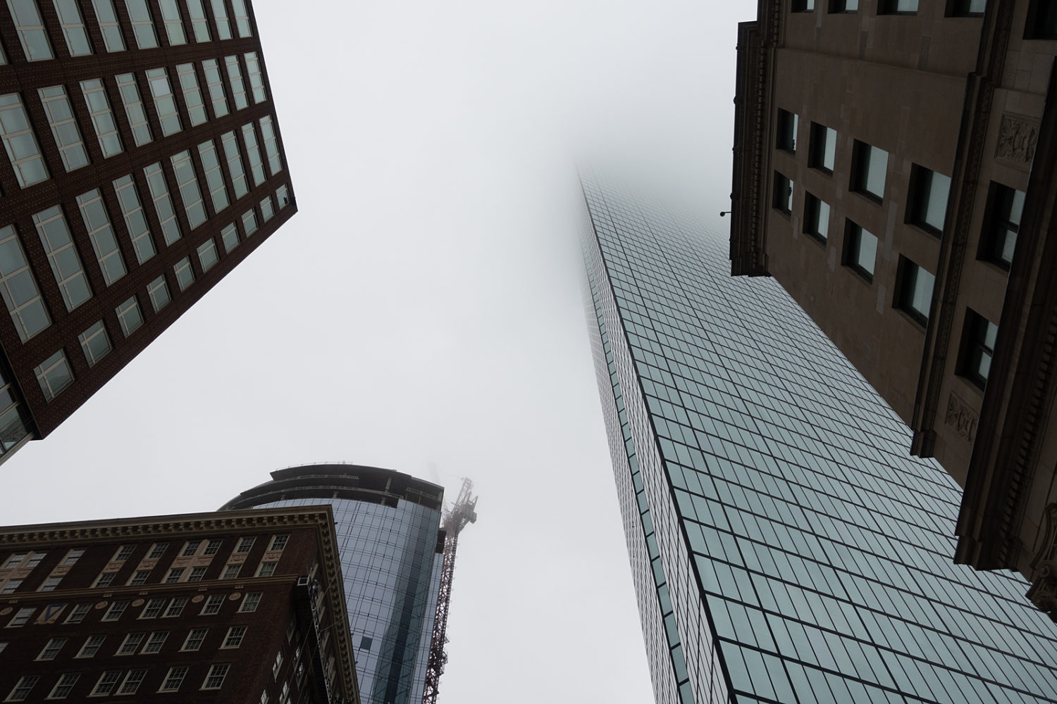 Fog above buildings in Boston