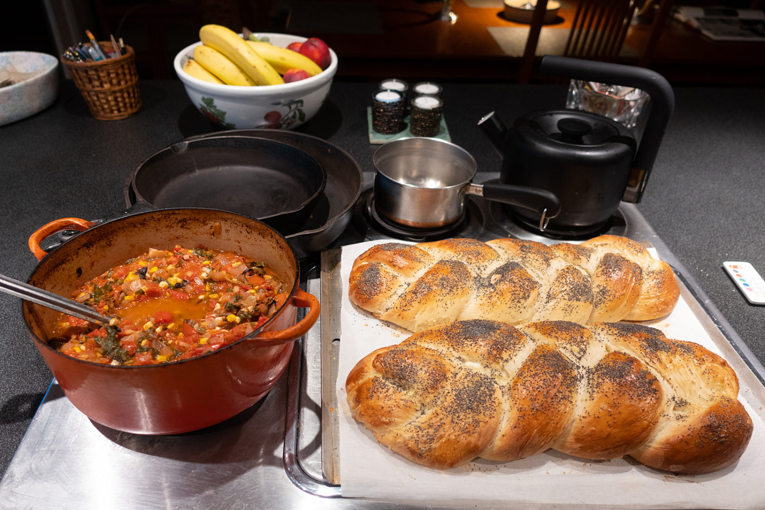 Challah bread for Rosh Hashanah with new sauce