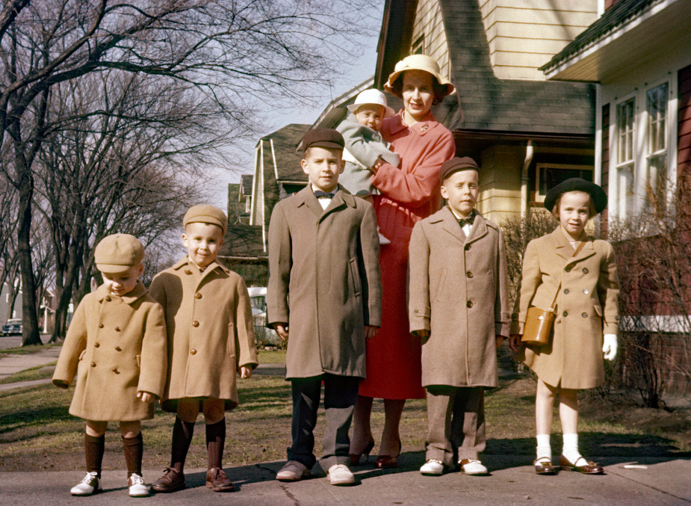 Dodd family at 68 Brookfield Road in Rochester, from left: Tim, John, Paul, Francis in my mom's arms, Mark and Ann