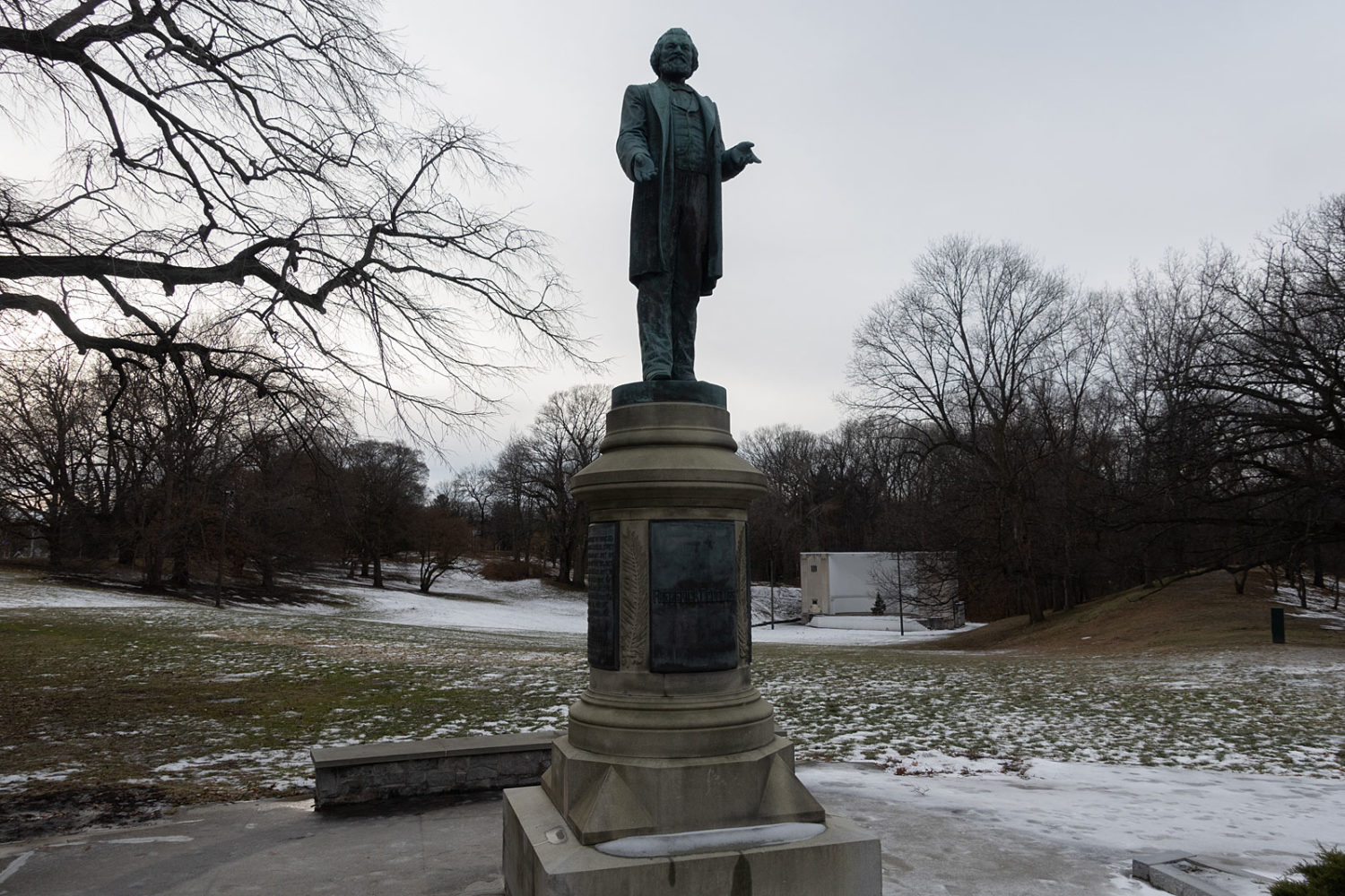 Frederick Douglas statue in Highland Park, Rochester, NY