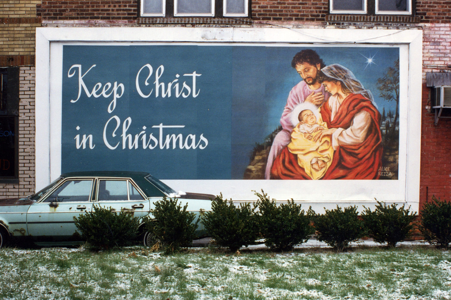 "Keep Christ in Christmas" billboard on Main and Hall Street in Rochester, New York