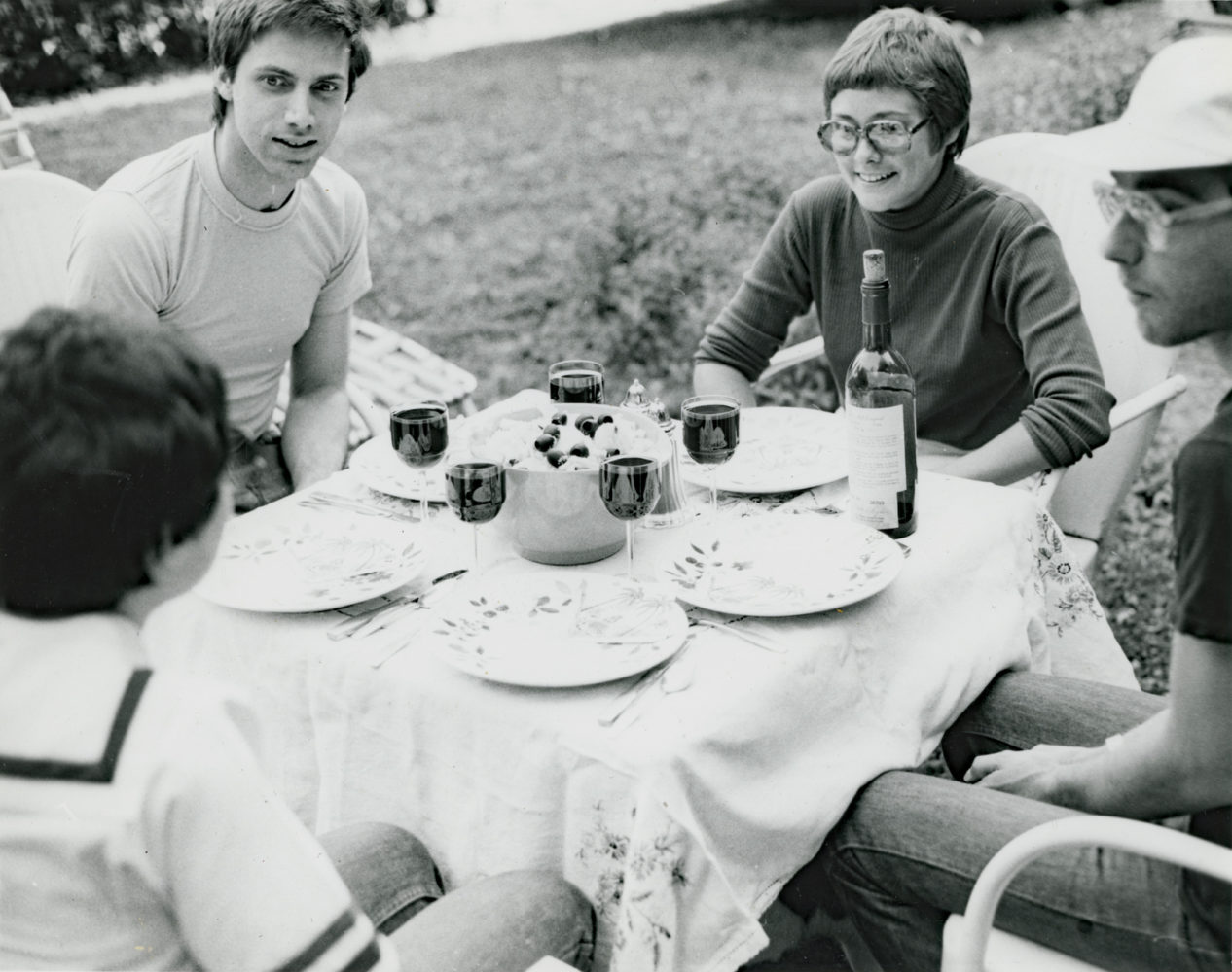 Corrine, Gary, Peggi and Kevin in our backyard on Dartmouth Street