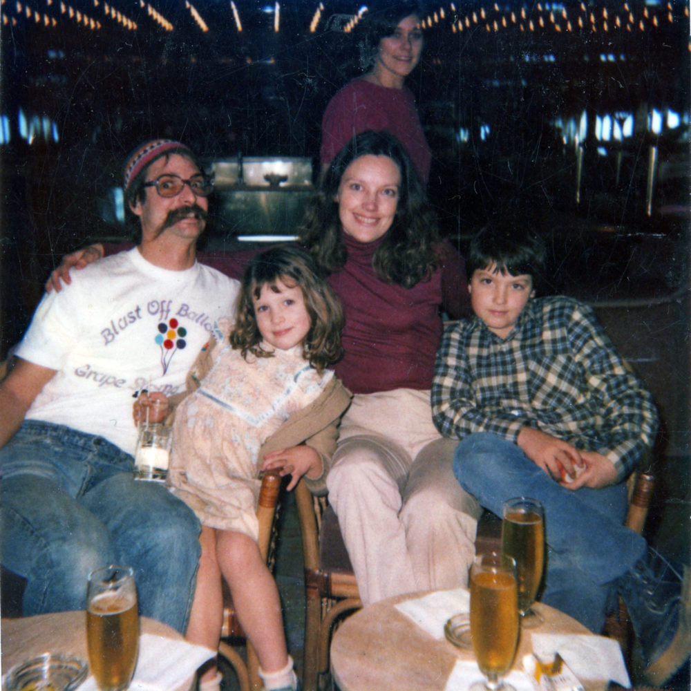 Norm Ladd, Pam, Simon and Joy in Miami airport. Peggi is seen standing behind.