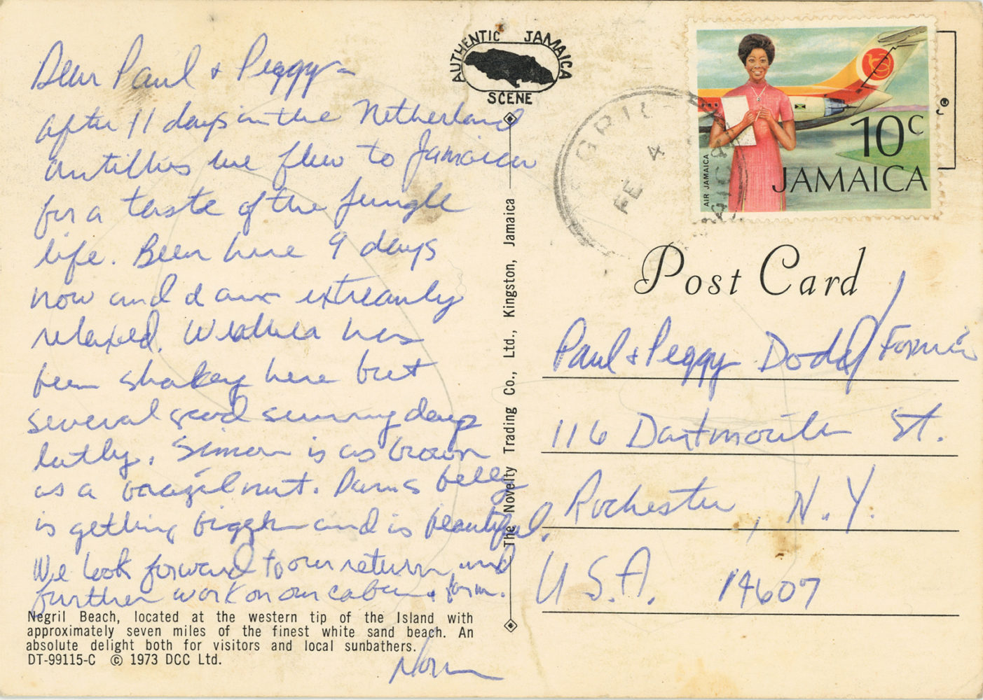 The postcard from Norm Ladd in Negril