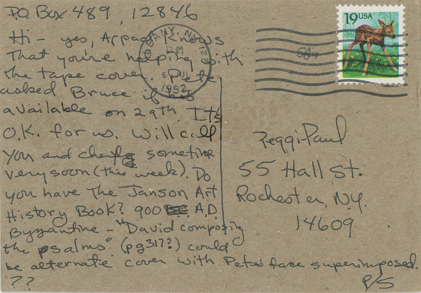 Postcard from Pete and Shelley