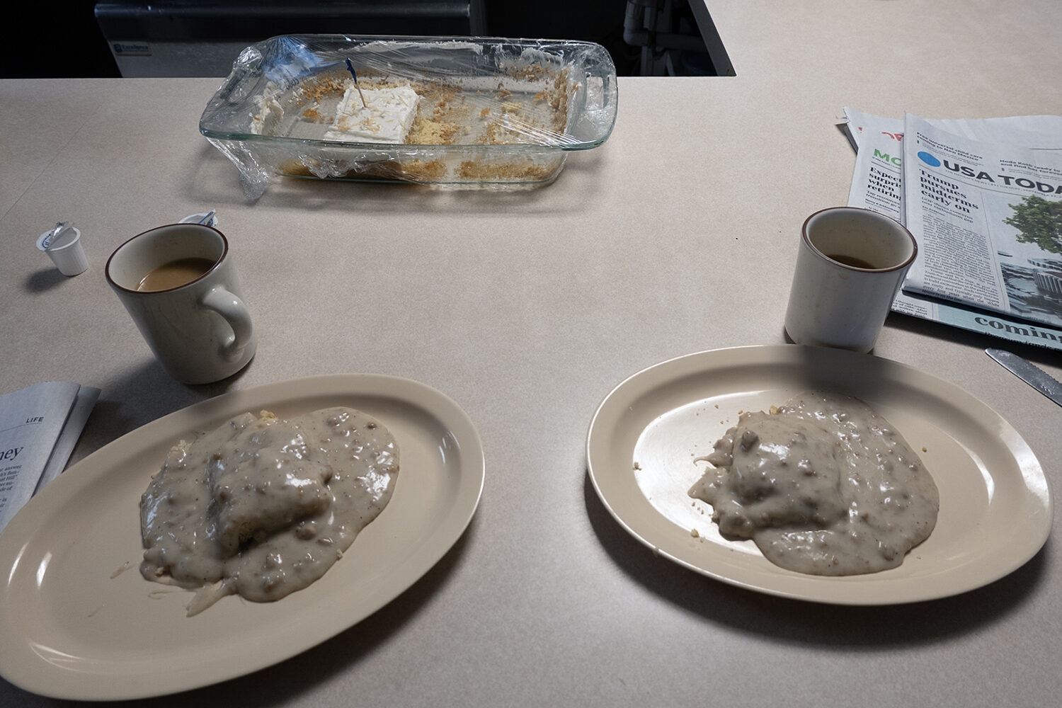 Half order of Biscuits, sausage and gravy at Flo's Diner in Canastota, New York