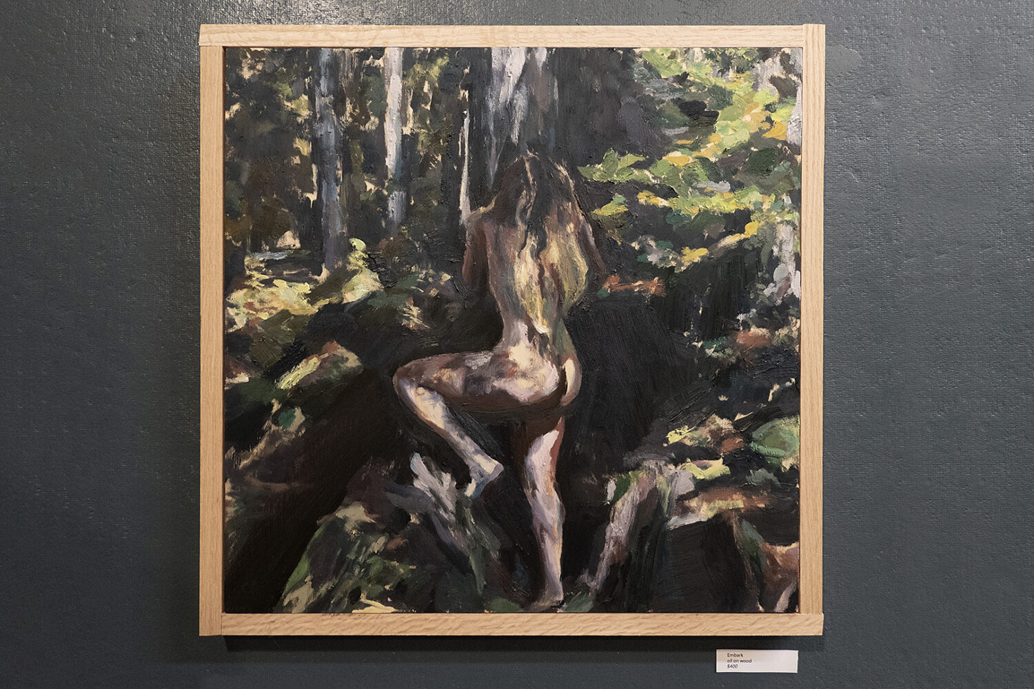 Sam Fratto oil on wood painting "Embark" at 420 Anderson Alley