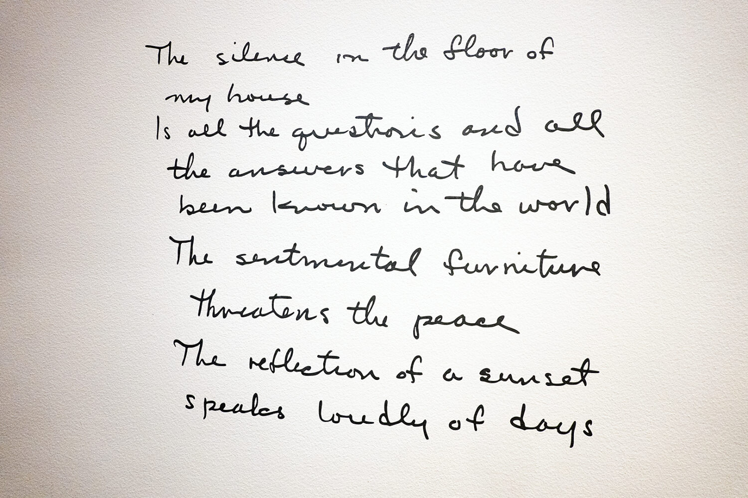 Agnes Martin writing on wall at Pace in Chelsea