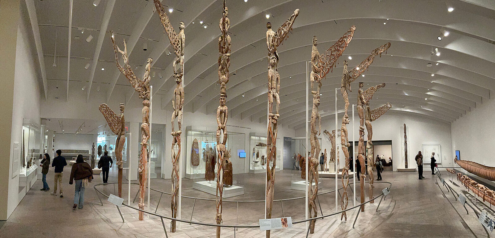 Asmat carved “bis” poles, circa 1960, with ancestor figures for memorial feasts in Metropolitan Museum