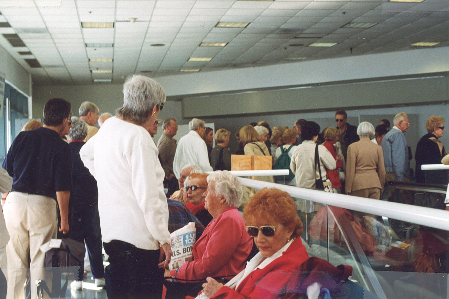 Passengers awaiting boarding of cruise ship in Miami