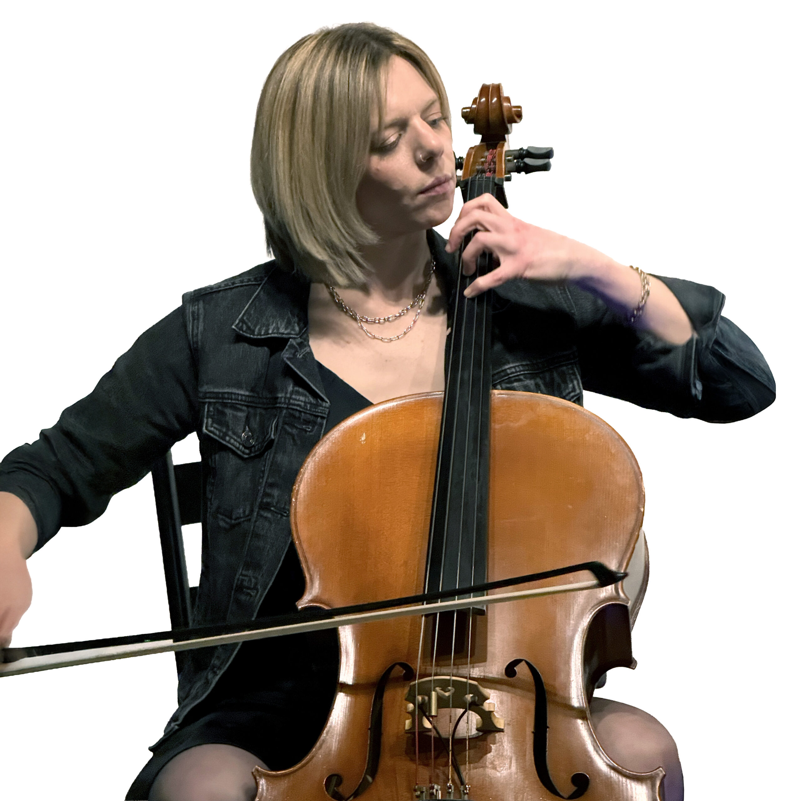 Melissa Davies playing cello with Margaret Explosion
