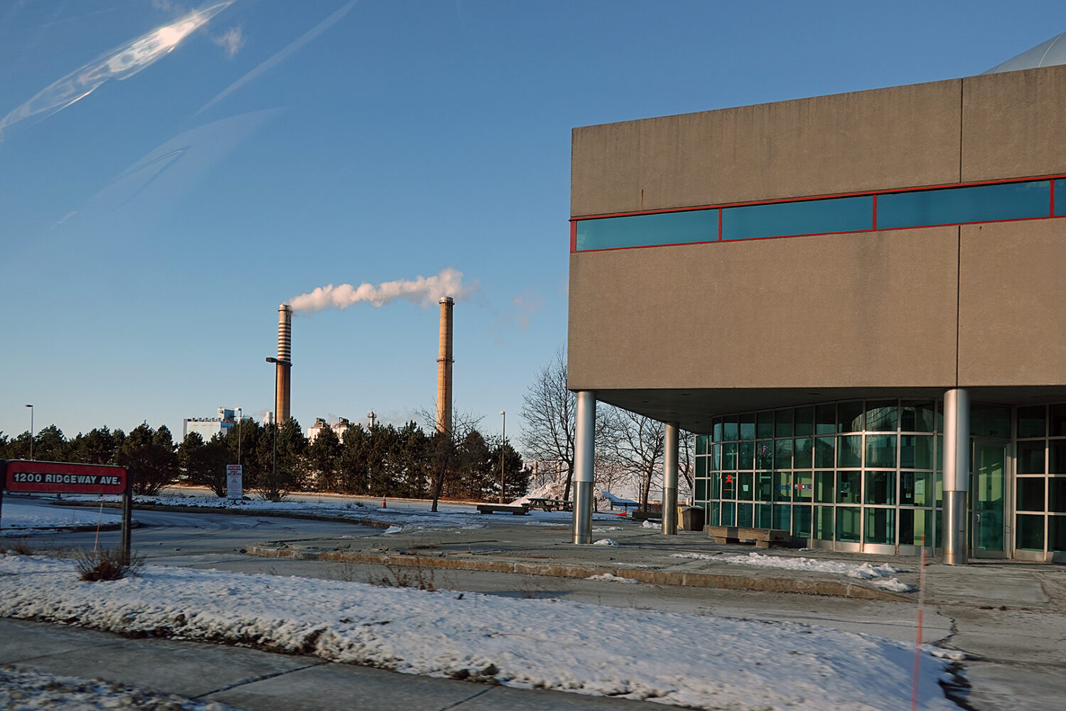 Kodak building on Ridgeway with smoke stacks