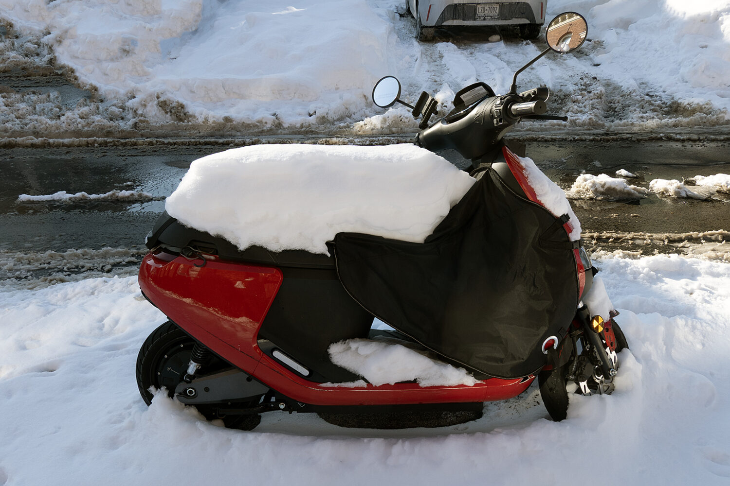 Snowbound motorcycle, South Wedge Rochester