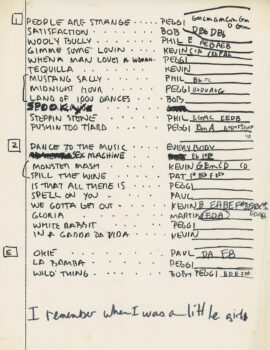 Boat set list from Snake Sisters 1984 (now Lux) in Rochester, New York